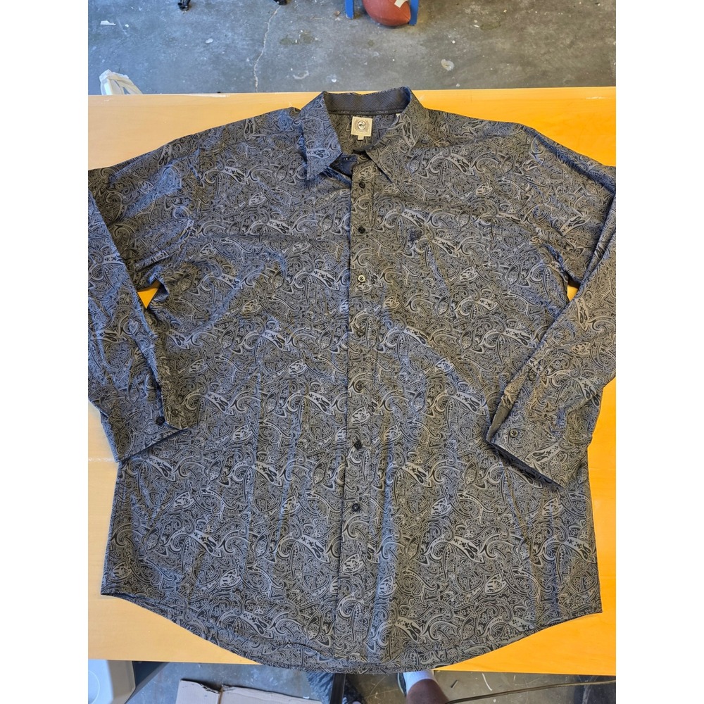 Cinch Mens XXL Grey Paisley Long Sleeve Button Down Cotton Western Shirt